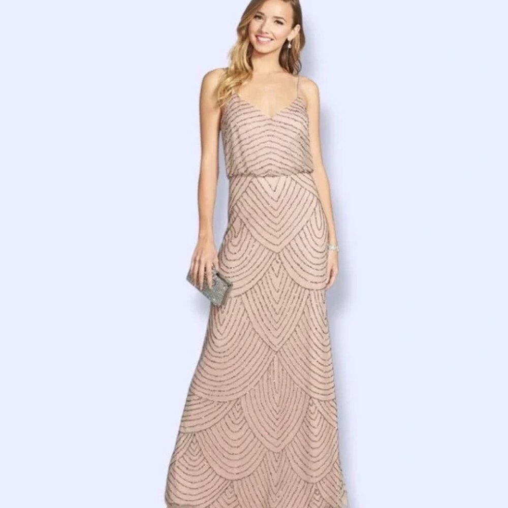 Beige Sequin Adrianna Papell Dress Size 4